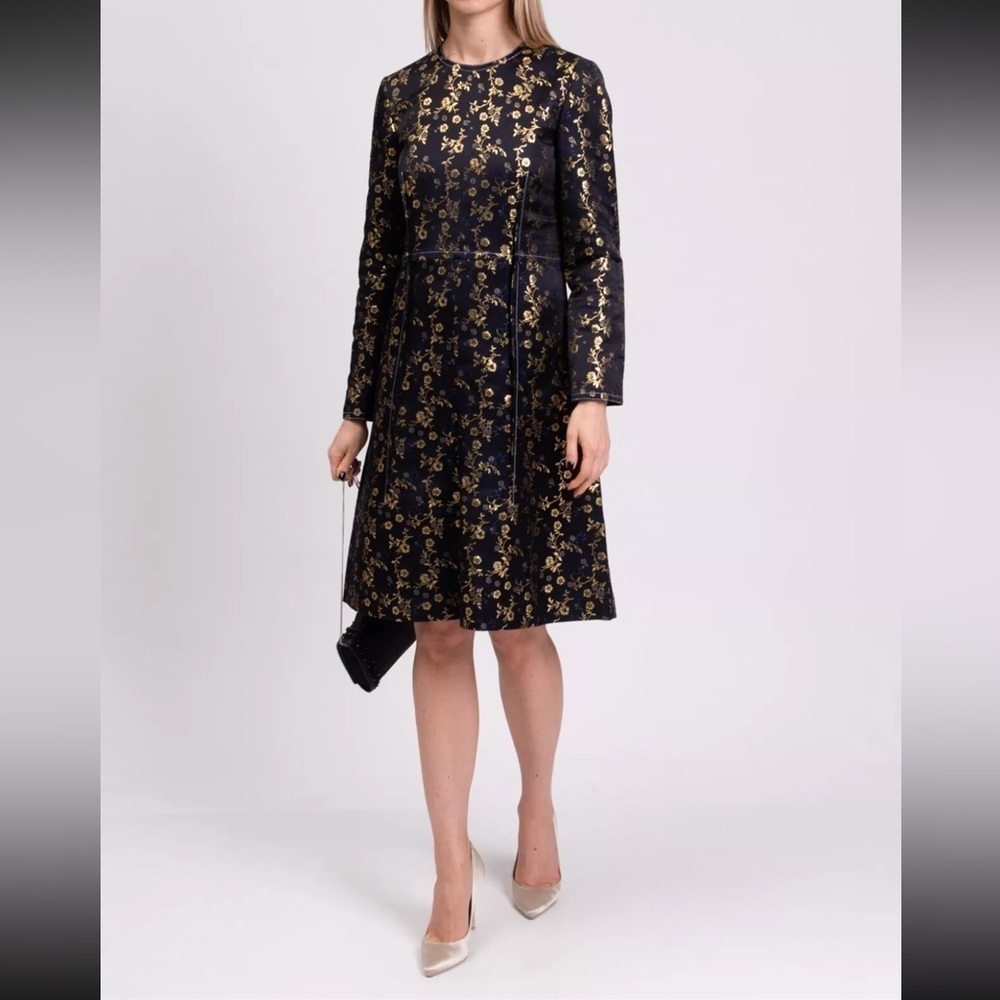 MARNI NIGHT BLUE LS DRESS FLOWER JACQUARD Size 44